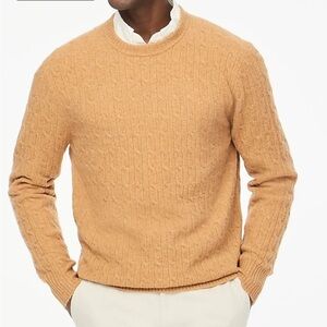 J crew heather acorn Cable crewneck sweater in extra-soft yarn